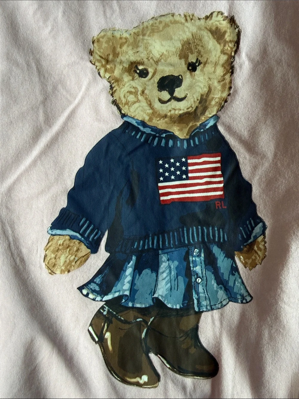 Ralph Lauren Pink Polo Bear Ruffle Hem Tee Dress (Girl)